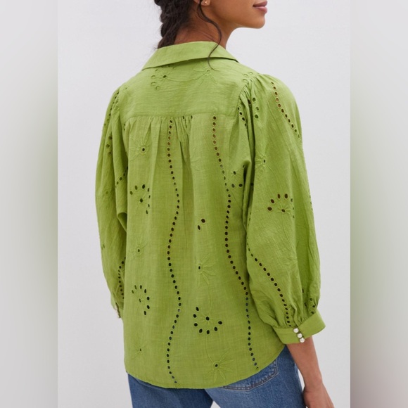NEW Anthropologie Puff-Sleeve Eyelet Buttondown
Forever That Girl Green Size XXS - Picture 3 of 7